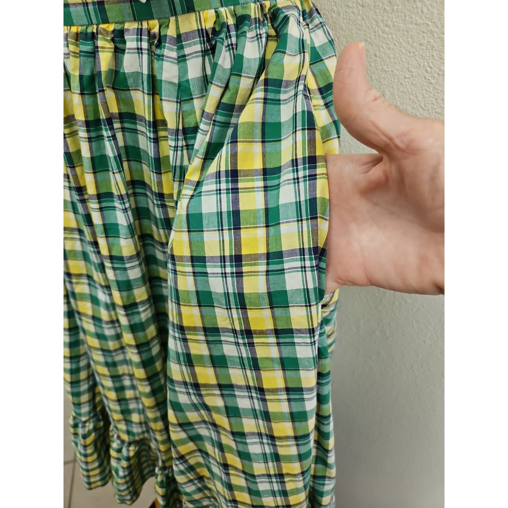 Vintage 1970s Ralph Lauren Plaid Cotton Skirt Bohemian Feminine Pockets Size 4 - Picture 2 of 10
